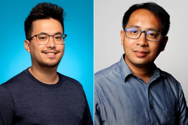 Vincent Nguyen, left, will copy edit and design pages. Eric Licas will cover public safety and courts for the Orange County-based newsroom. (Los Angeles Times)